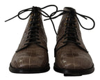 Dolce &amp; Gabbana Gray Crocodile Leather Derby Boots