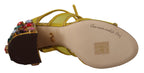 Dolce &amp; Gabbana Yellow Leather Crystal Ayers Sandals Shoes