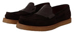 Dolce &amp; Gabbana Brown Suede Leather Slip On Flats Moccasin Shoes