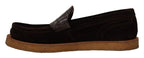 Dolce &amp; Gabbana Brown Suede Leather Slip On Flats Moccasin Shoes