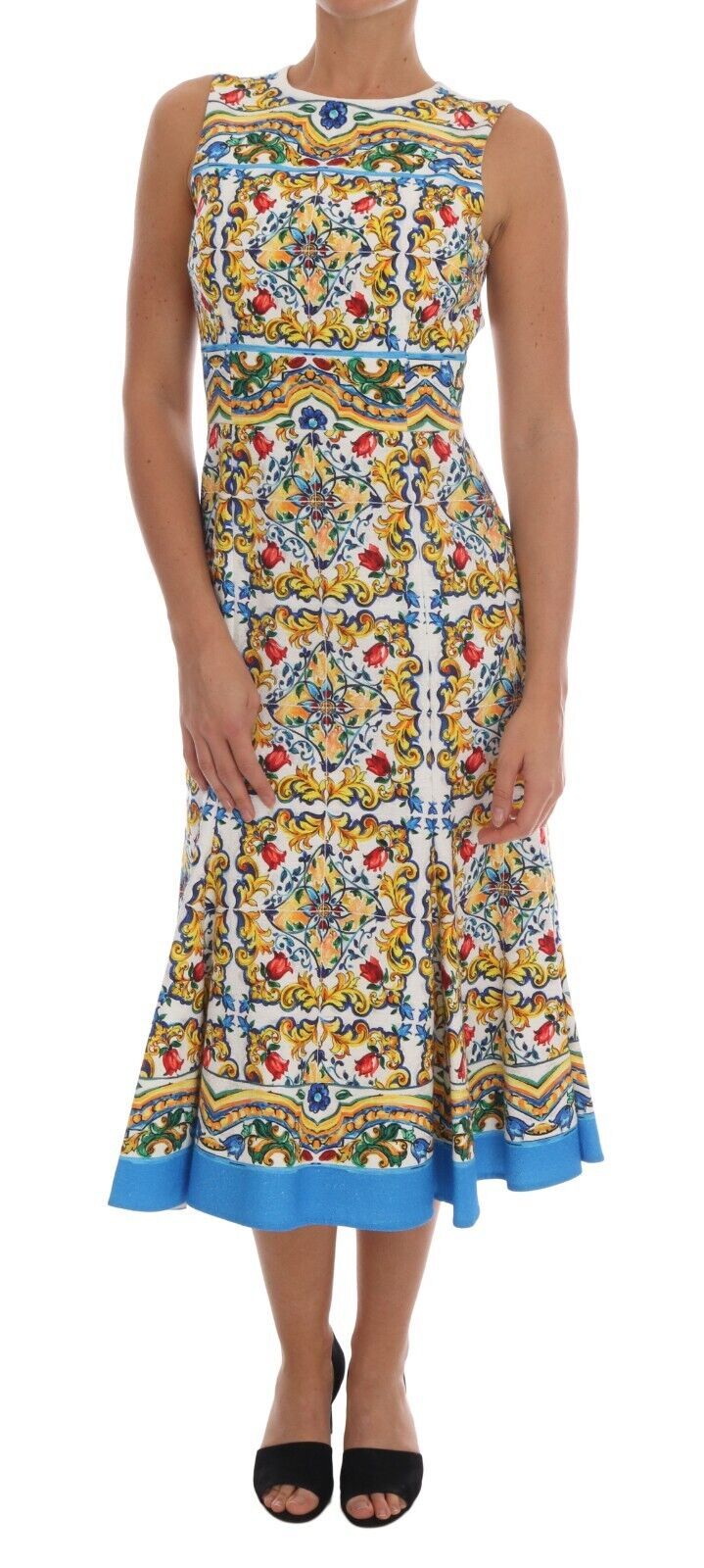 Dolce &amp; Gabbana White Majoilca Sleeveless Sheath A-line Dress