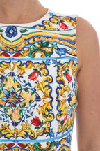 Dolce &amp; Gabbana White Majoilca Sleeveless Sheath A-line Dress
