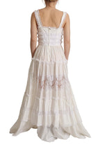 Dolce &amp; Gabbana White Cotton Tiered Long Maxi A-line Dress