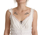 Dolce &amp; Gabbana White Cotton Tiered Long Maxi A-line Dress