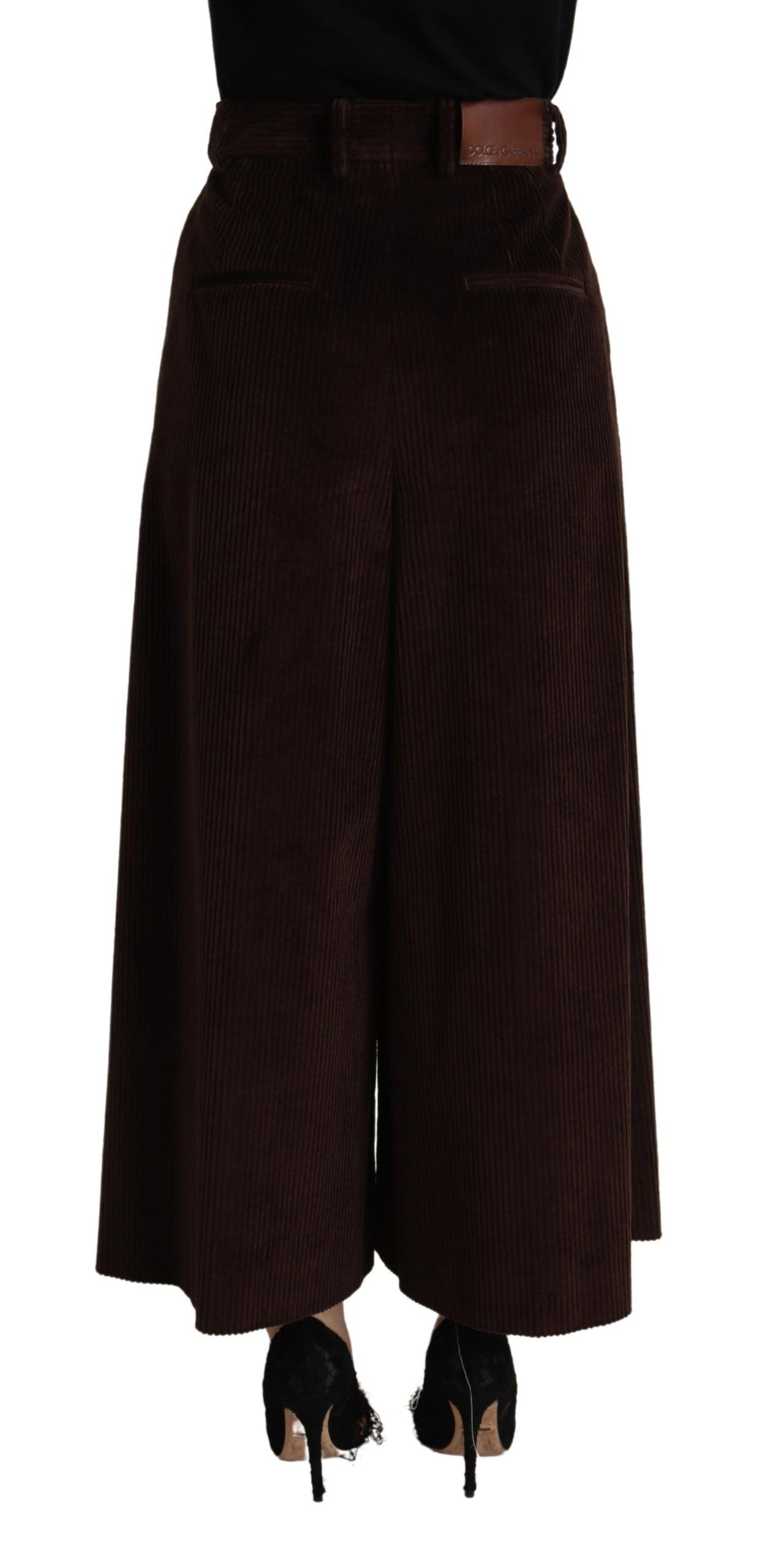Dolce &amp; Gabbana Bordeaux Corduroy Cotton Trouser Wide Leg Pants