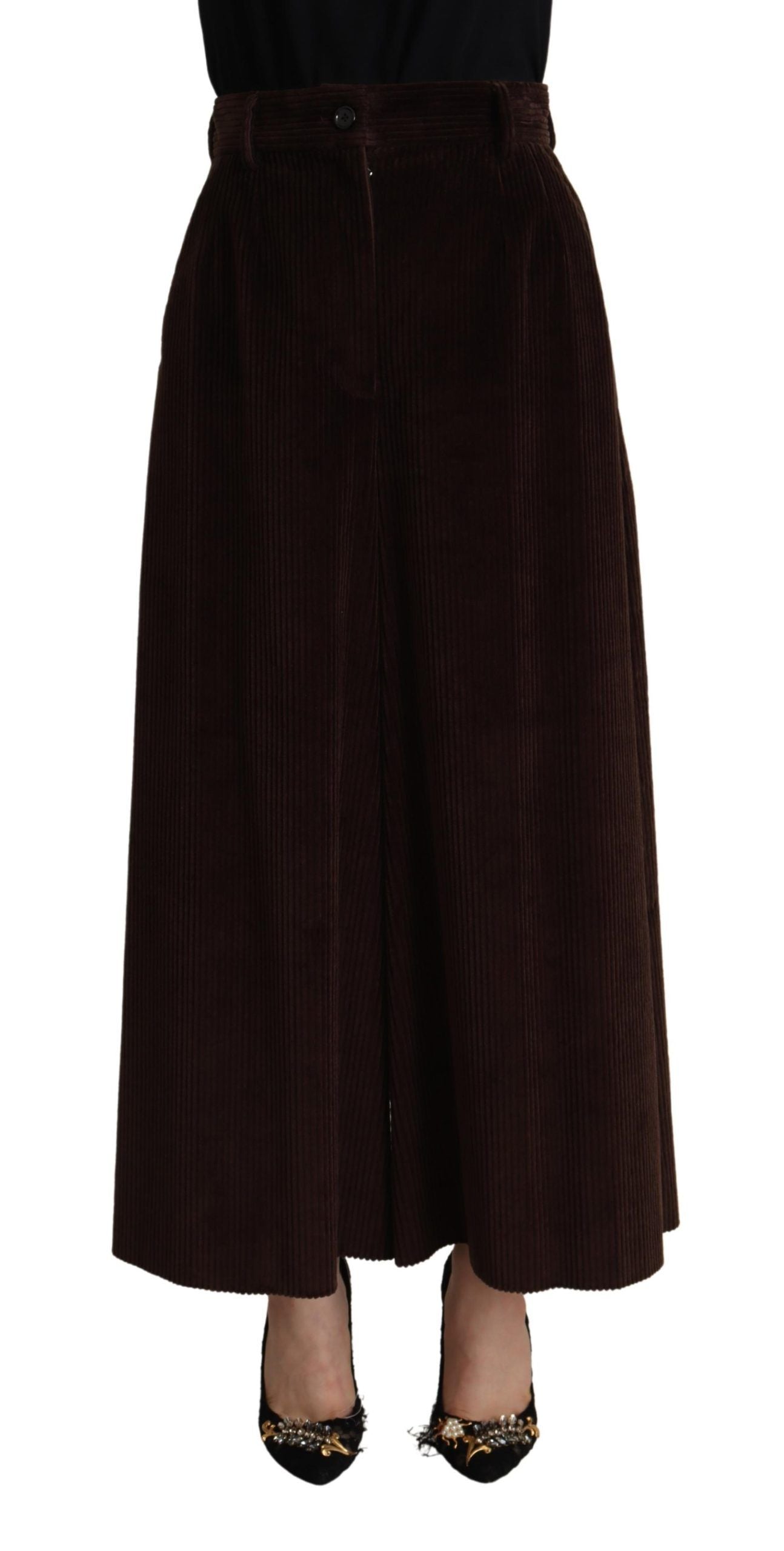 Dolce &amp; Gabbana Bordeaux Corduroy Cotton Trouser Wide Leg Pants