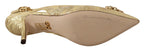 Dolce &amp; Gabbana Gold Crystal Slingbacks Pumps Heels Shoes