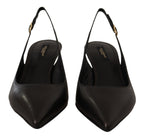 Dolce & Gabbana Black Leather Slingbacks Heels Pumps Shoes
