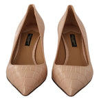 Dolce &amp; Gabbana Beige Leather Pointed Heels Pumps Shoes