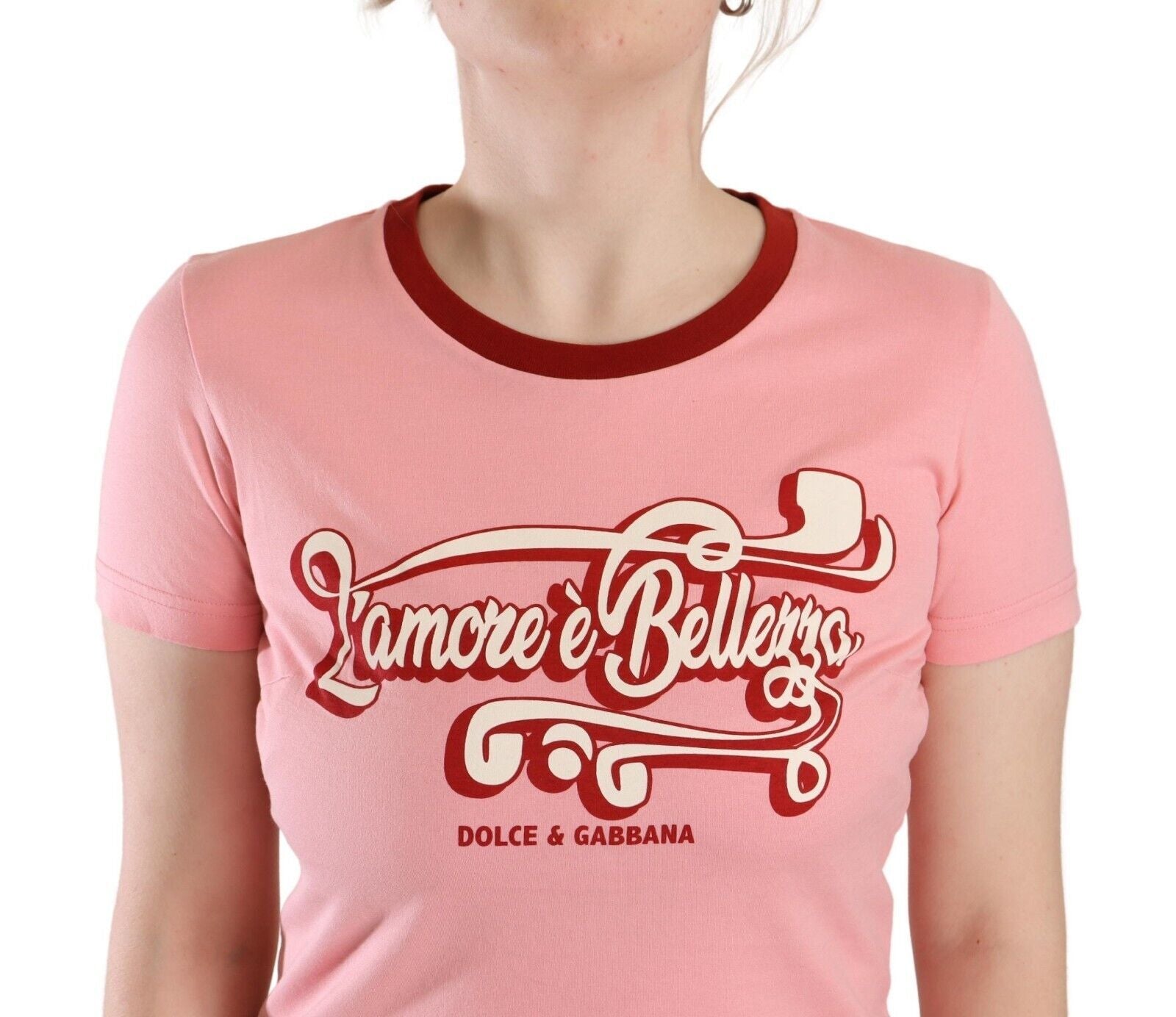 Dolce &amp; Gabbana Pink Cotton Short Sleeves Crewneck T-shirt Top