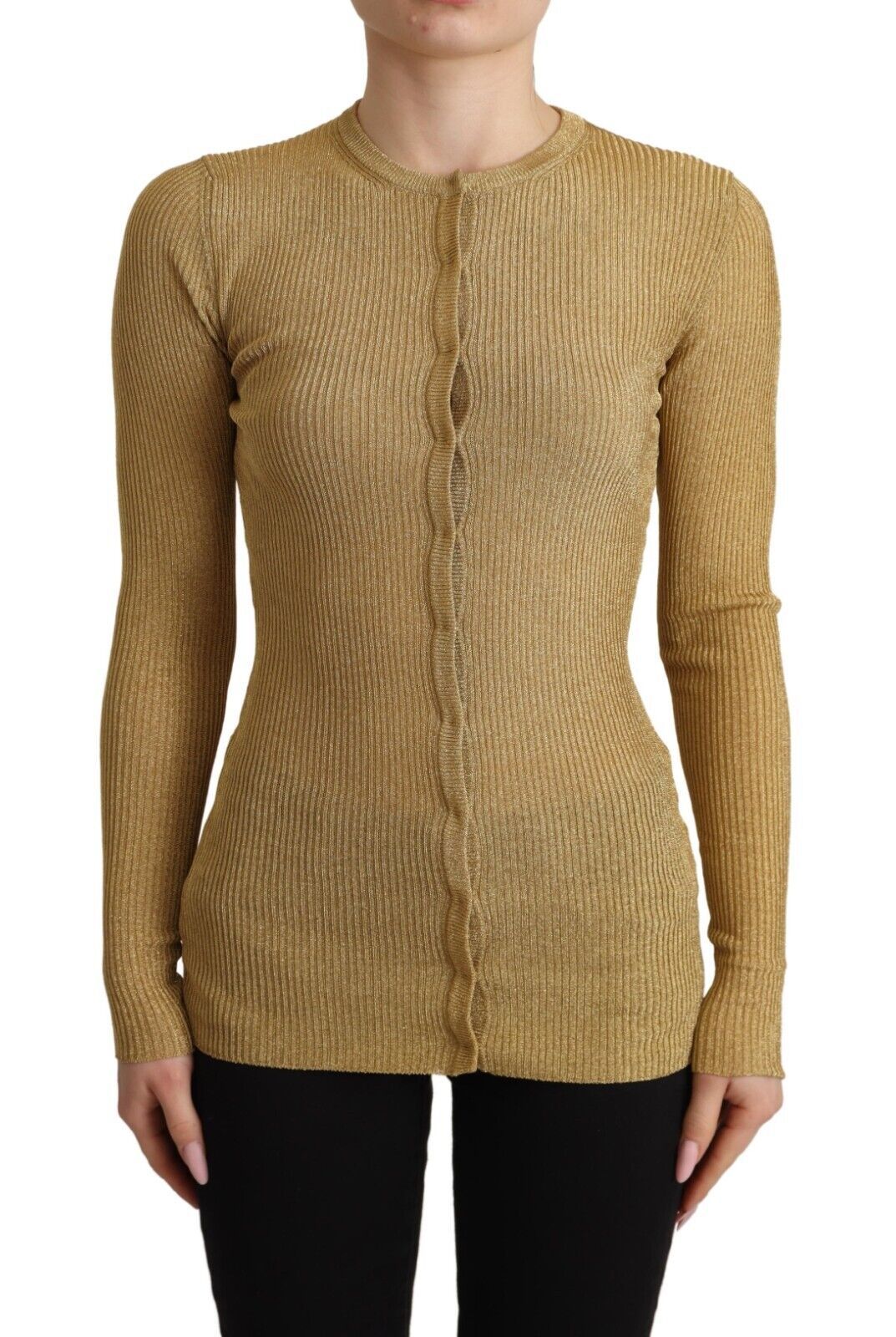 Dolce &amp; Gabbana Gold Viscose Blend Buttons Cardigan Sweater