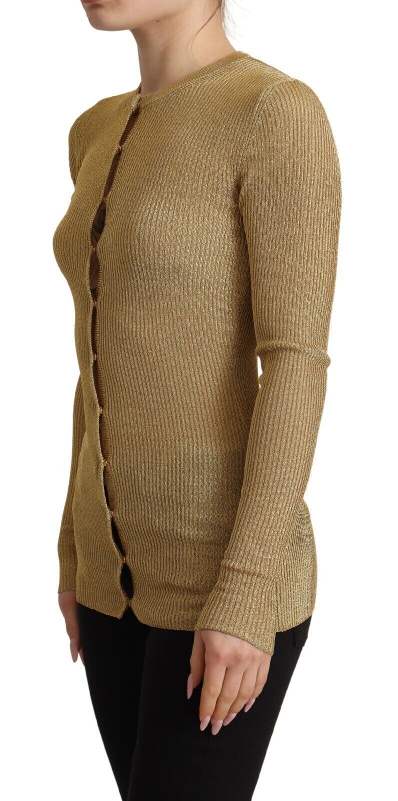 Dolce &amp; Gabbana Gold Viscose Blend Buttons Cardigan Sweater