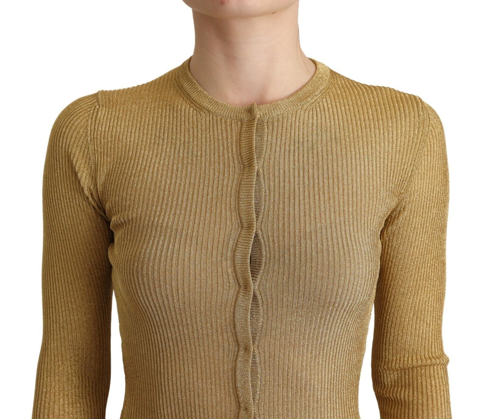 Dolce &amp; Gabbana Gold Viscose Blend Buttons Cardigan Sweater