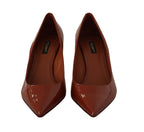 Dolce &amp; Gabbana Brown Kitten Heels Pumps Patent Leather Shoes