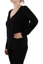 Dolce &amp; Gabbana Black Wool V-neck Long Sleeves Pullover Top