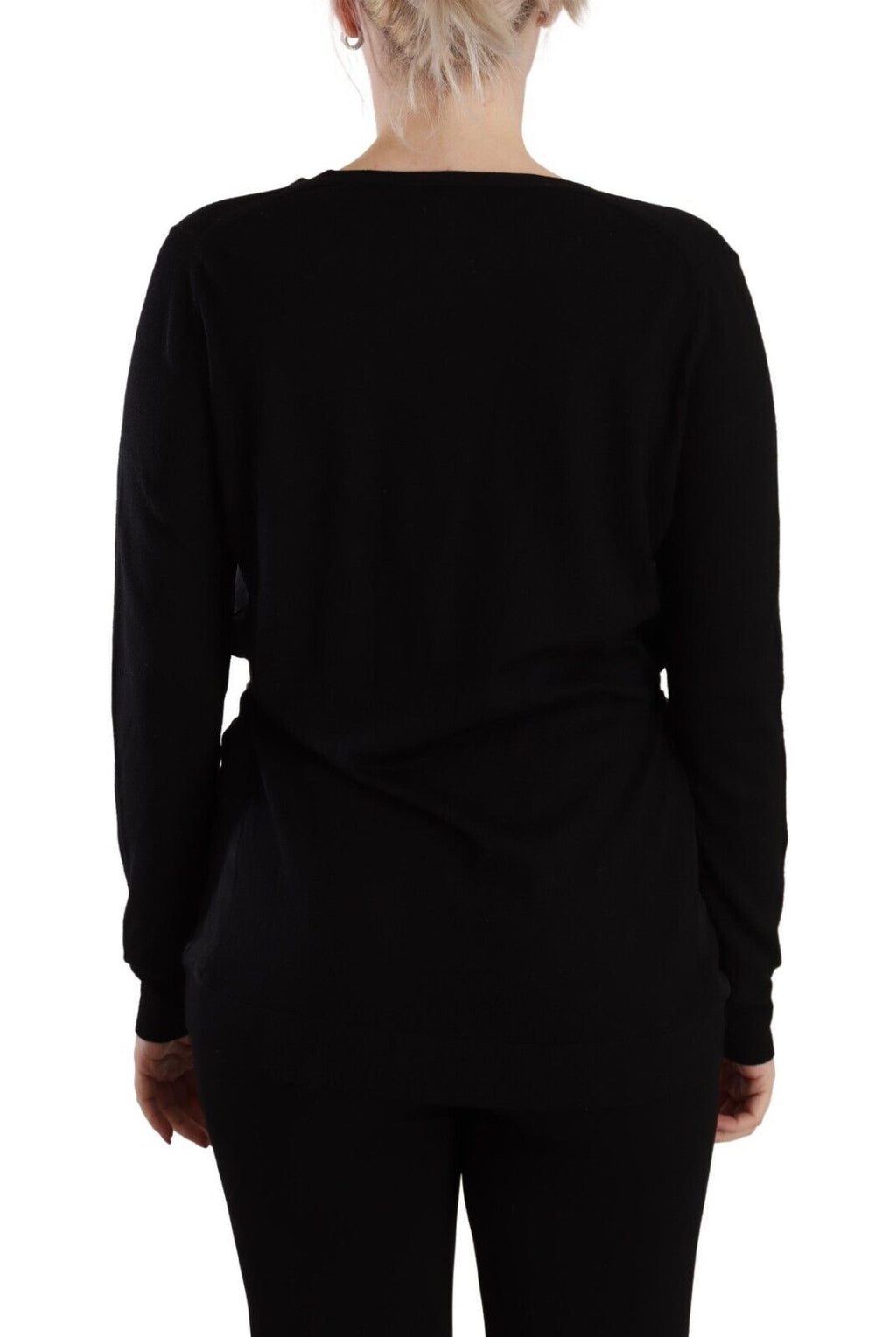Dolce &amp; Gabbana Black Wool V-neck Long Sleeves Pullover Top