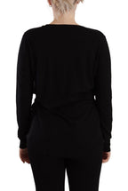 Dolce &amp; Gabbana Black Wool V-neck Long Sleeves Pullover Top
