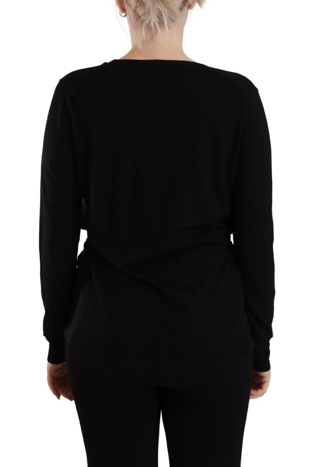 Dolce &amp; Gabbana Black Wool V-neck Long Sleeves Pullover Top