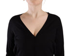 Dolce &amp; Gabbana Black Wool V-neck Long Sleeves Pullover Top
