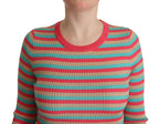 Dolce &amp; Gabbana Multicolor Stripes Silk Crew Neck Pullover Top