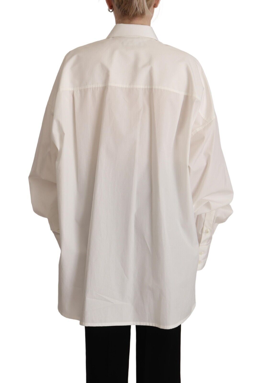 Dolce &amp; Gabbana White Cotton Button Up Collared Long Sleeve Top