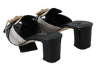 Dolce &amp; Gabbana Black Gray Exotic Leather Crystals Sandals Shoes
