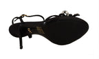 Dolce &amp; Gabbana Black Crystals Ankle Strap Heels Sandals Shoes