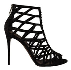 Dolce &amp; Gabbana Black Suede Stiletto Heels Bette Sandals Shoes