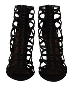 Dolce &amp; Gabbana Black Suede Stiletto Heels Bette Sandals Shoes