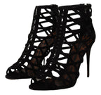Dolce &amp; Gabbana Black Suede Stiletto Heels Bette Sandals Shoes