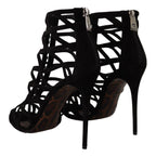 Dolce &amp; Gabbana Black Suede Stiletto Heels Bette Sandals Shoes