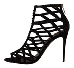 Dolce &amp; Gabbana Black Suede Stiletto Heels Bette Sandals Shoes