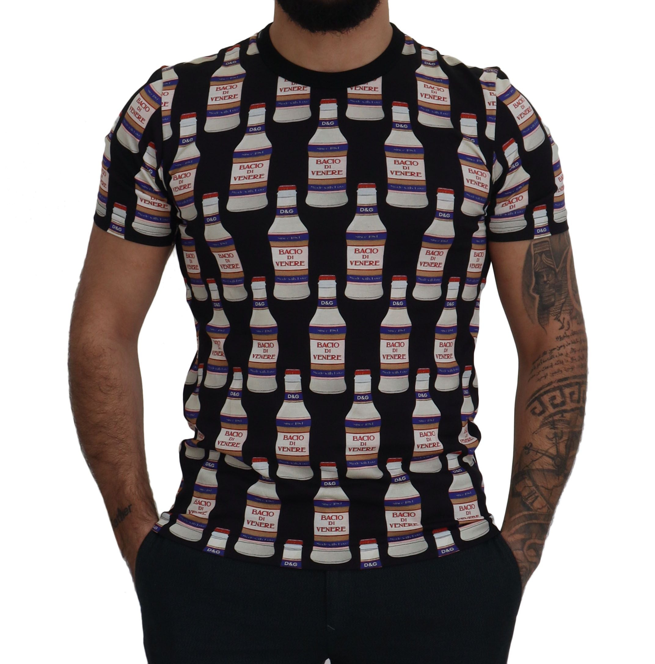 Dolce &amp; Gabbana Black Kiss of Venus Cotton Crew T-shirt