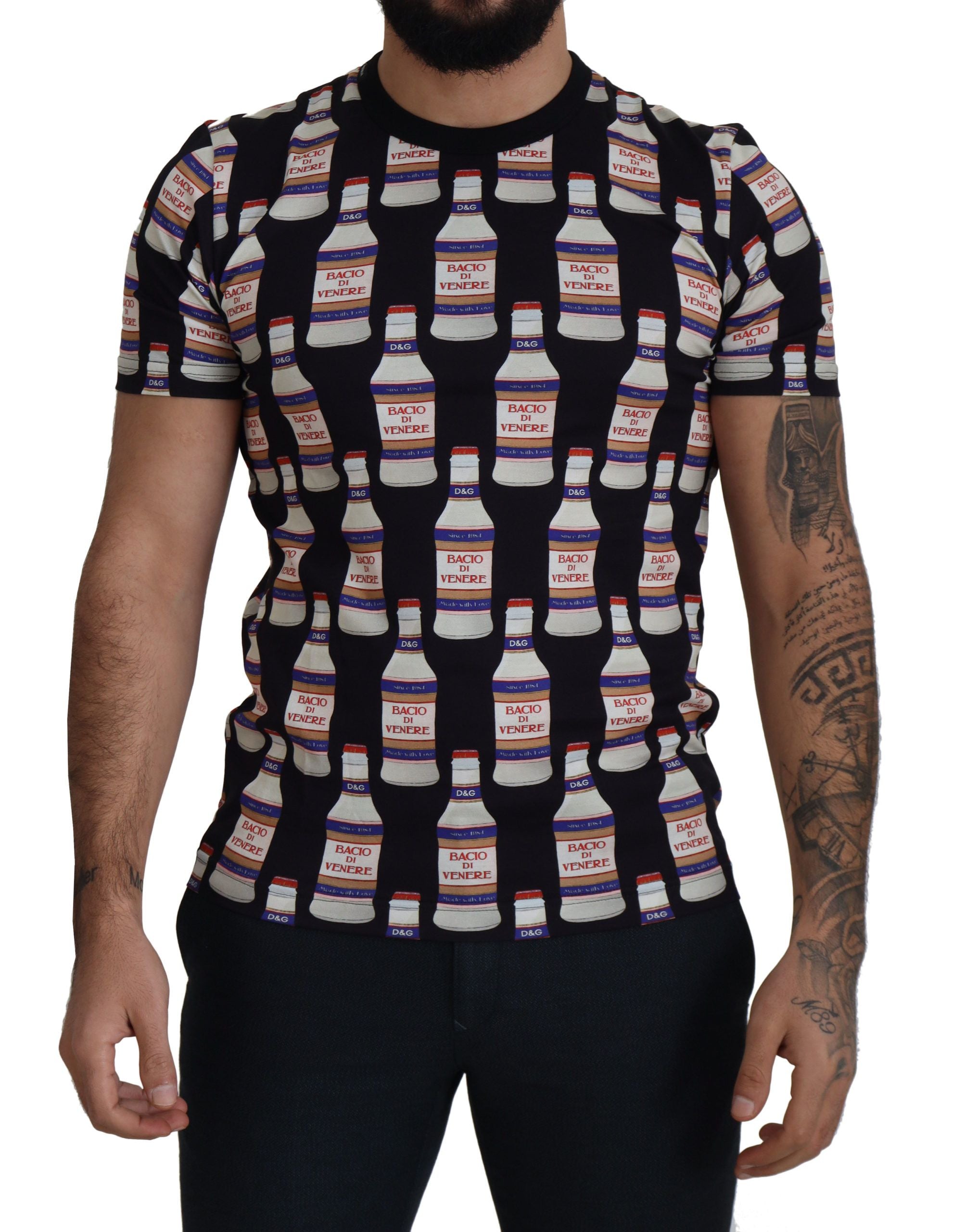 Dolce &amp; Gabbana Black Kiss of Venus Cotton Crew T-shirt