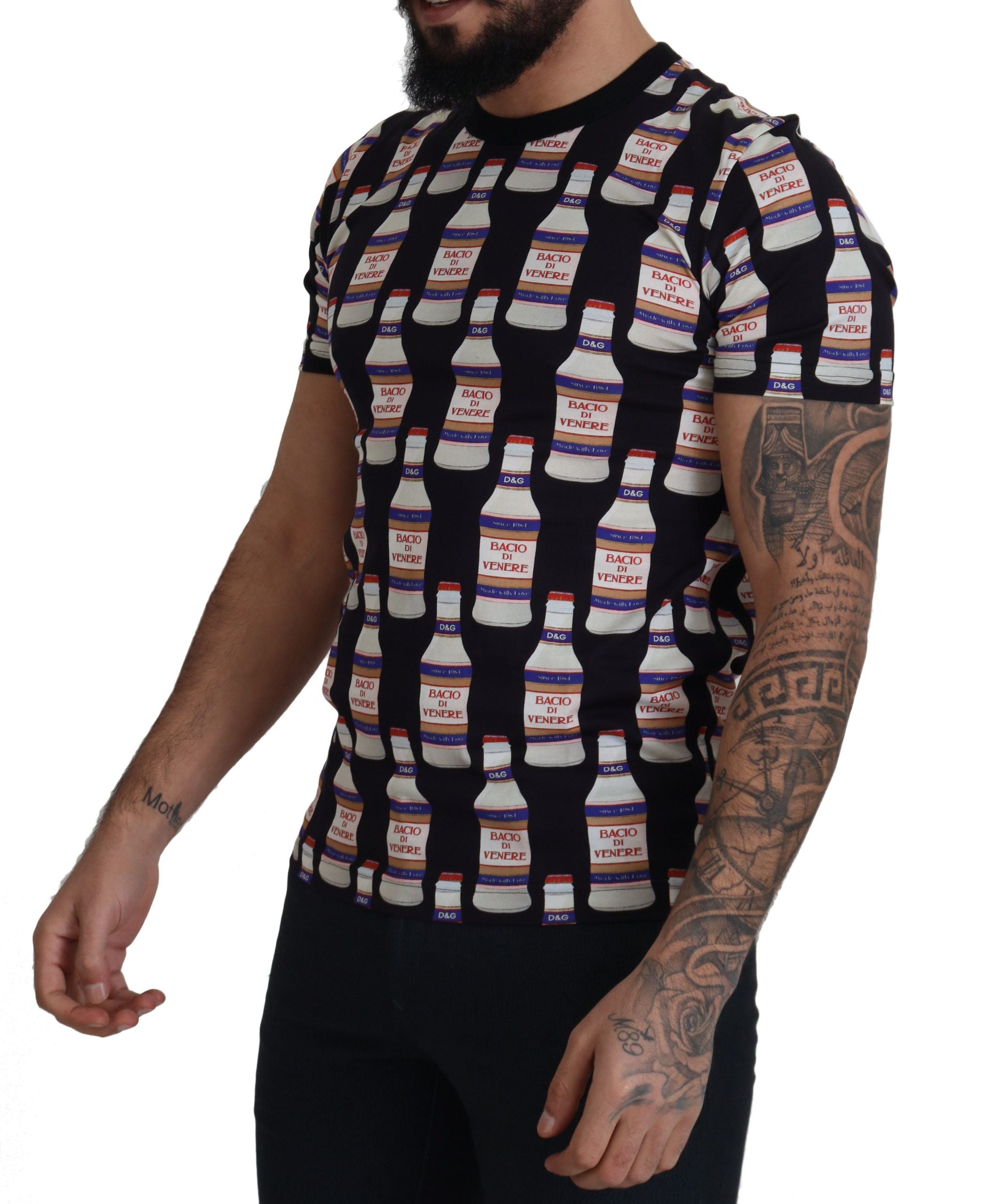 Dolce &amp; Gabbana Black Kiss of Venus Cotton Crew T-shirt