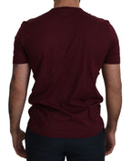 Dolce &amp; Gabbana Bordeaux Roses Cotton Crewneck T-shirt