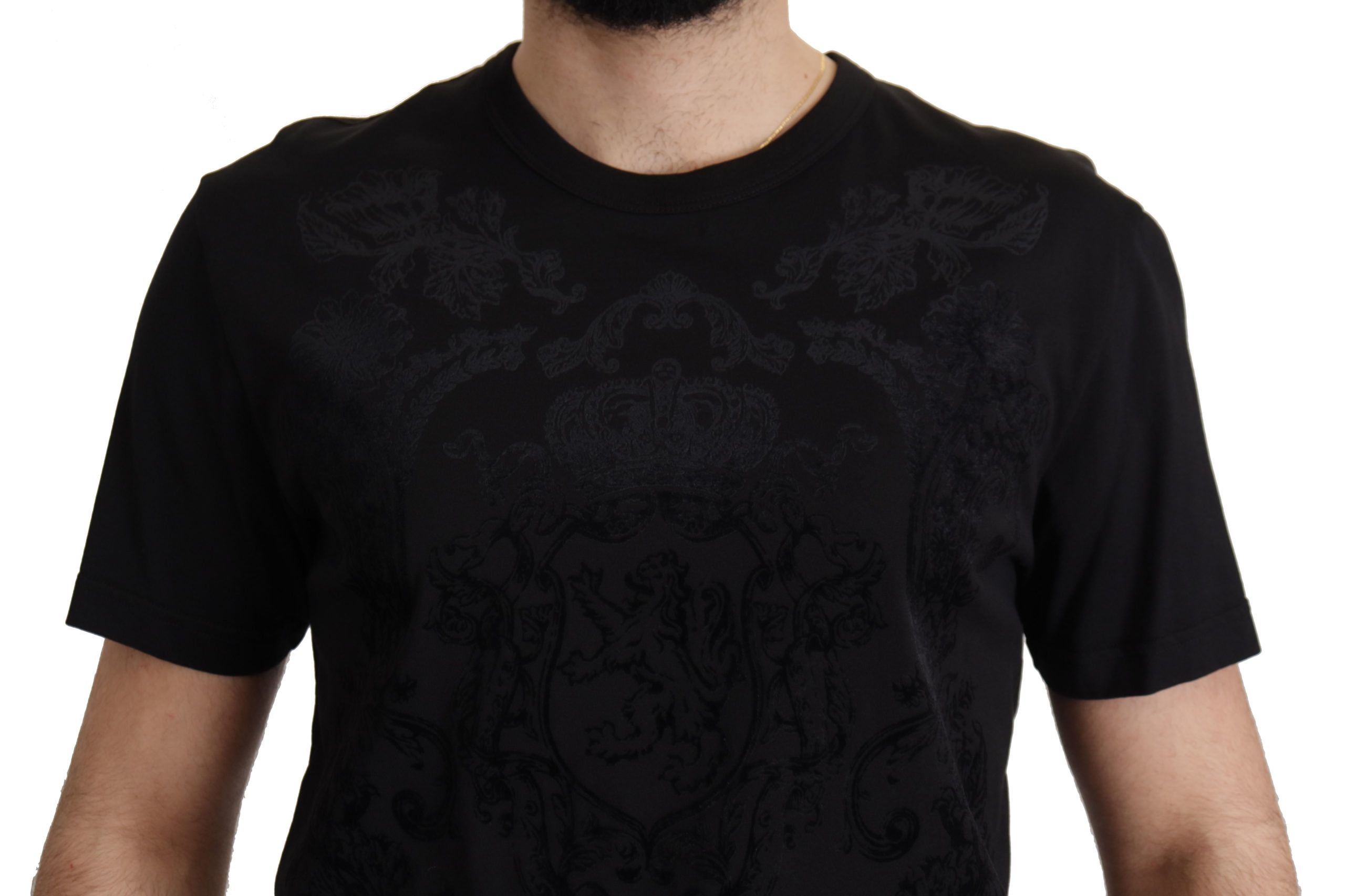 Dolce &amp; Gabbana Black DG Baroque Cotton Crewneck T-shirt