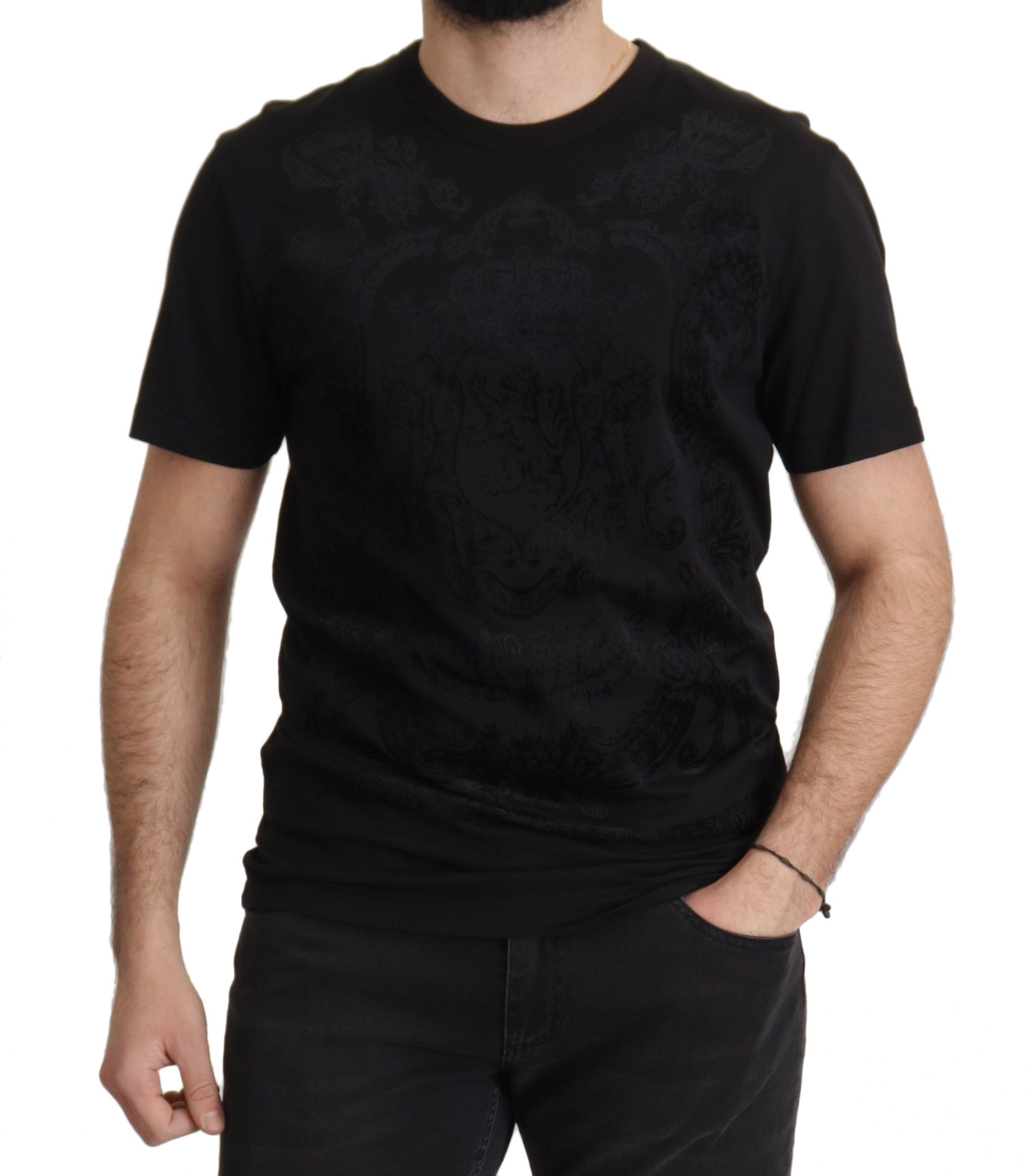 Dolce &amp; Gabbana Black DG Baroque Cotton Crewneck T-shirt