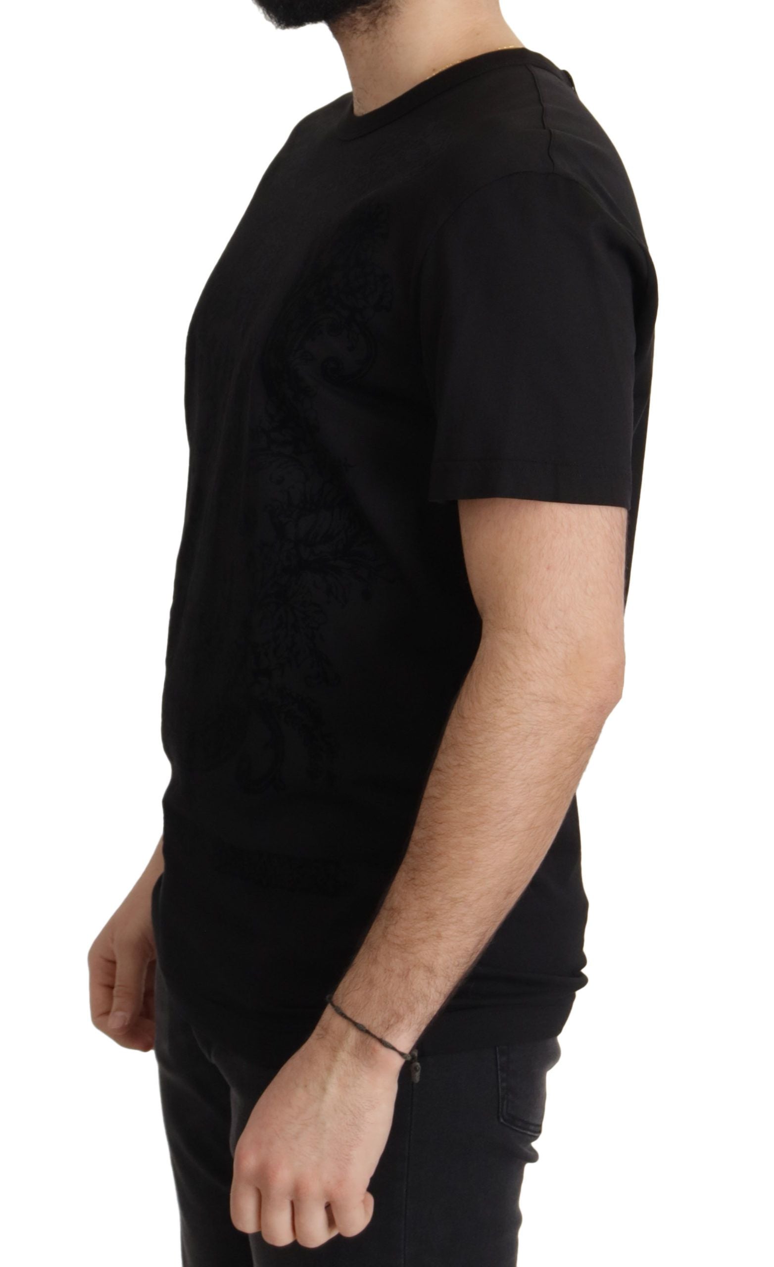 Dolce &amp; Gabbana Black DG Baroque Cotton Crewneck T-shirt