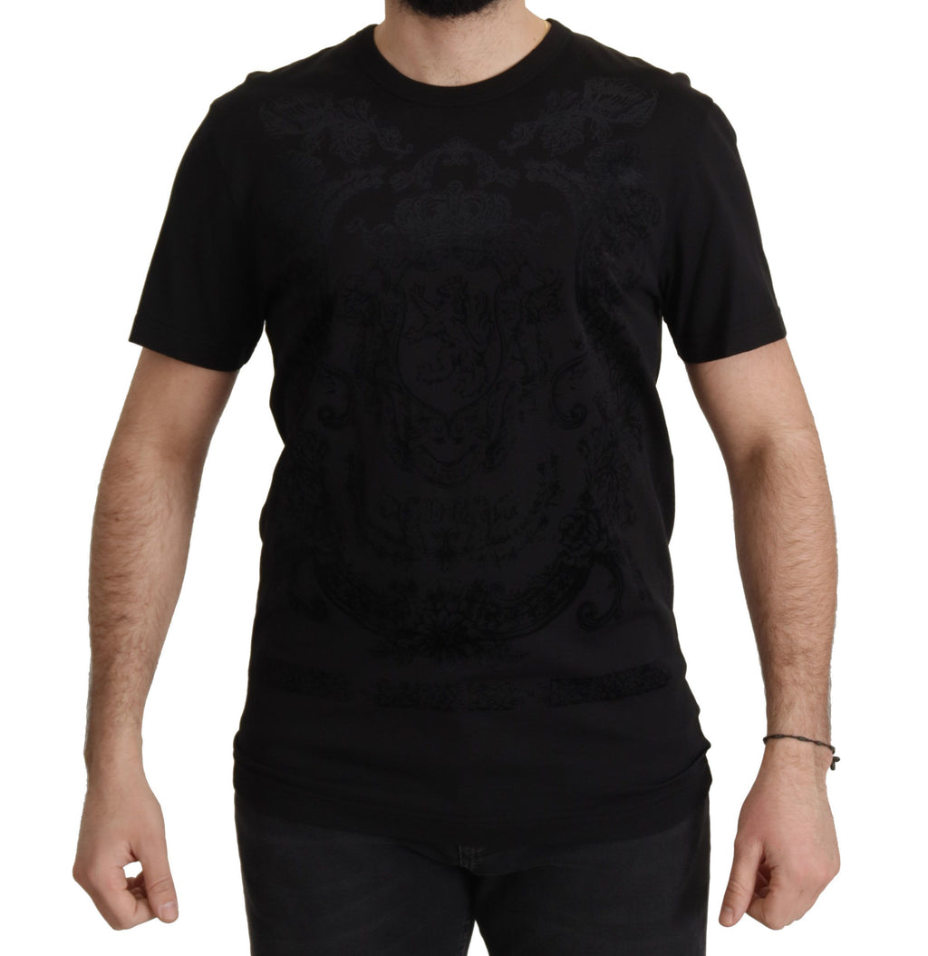 Dolce &amp; Gabbana Black DG Baroque Cotton Crewneck T-shirt
