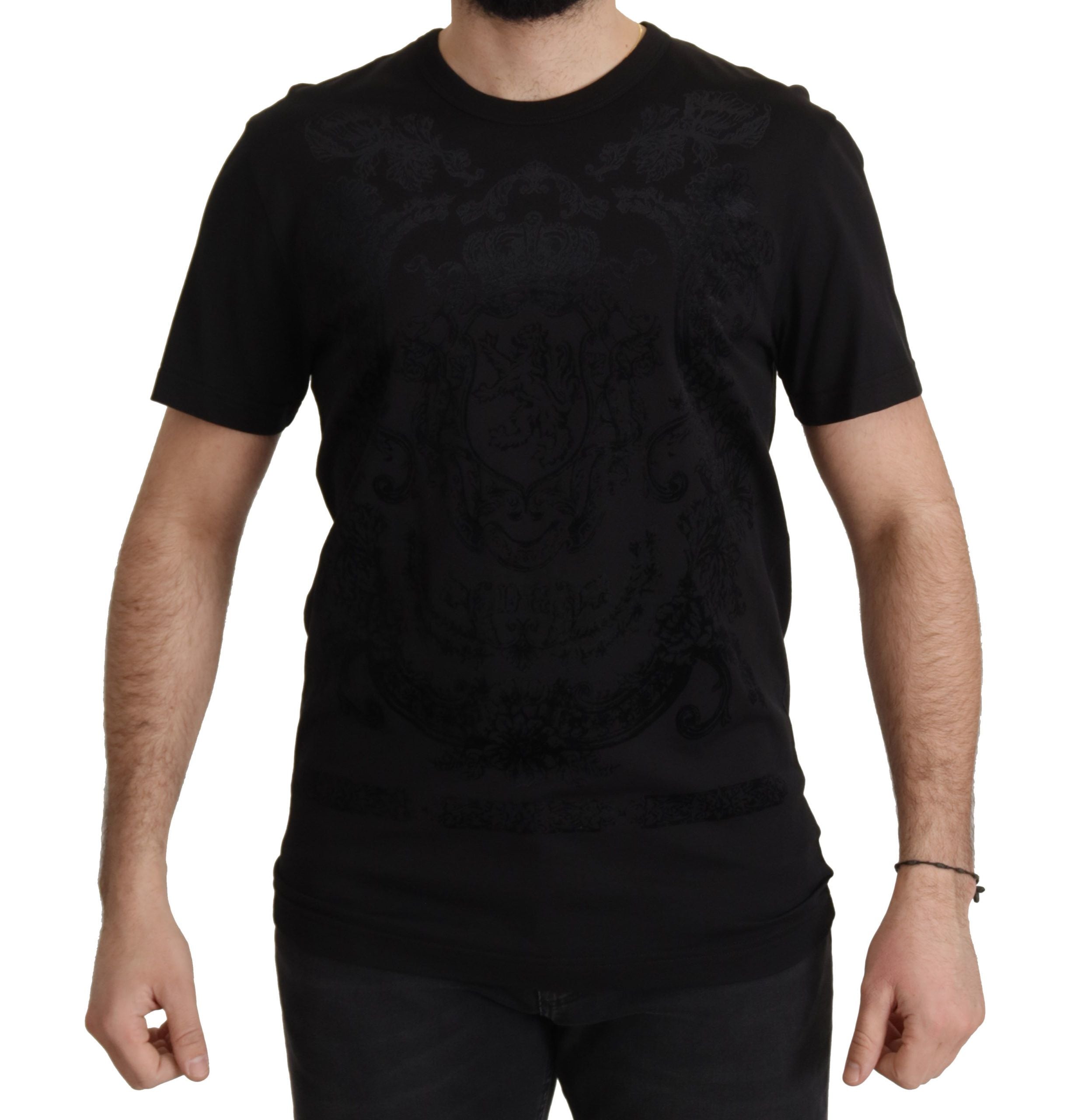 Dolce &amp; Gabbana Black DG Baroque Cotton Crewneck T-shirt