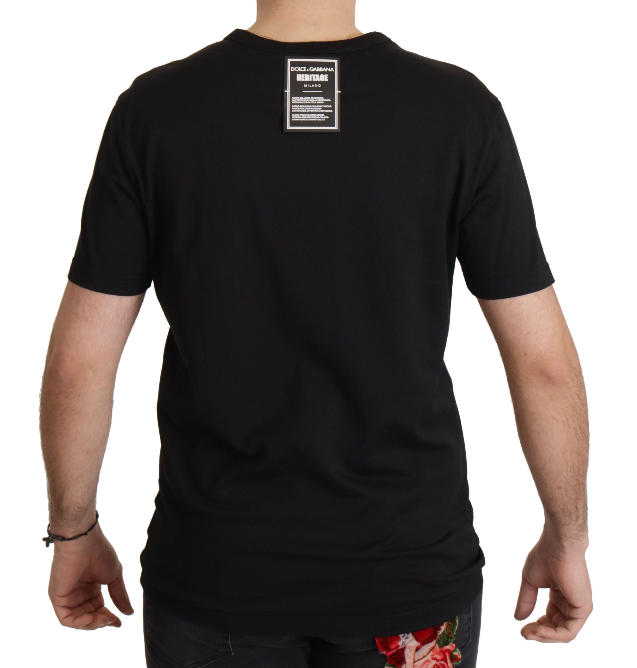 Dolce &amp; Gabbana Black DG Baroque Cotton Crewneck T-shirt