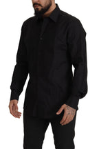 Dolce &amp; Gabbana Black GOLD Slim Fit Tuxedo Dress Shirt