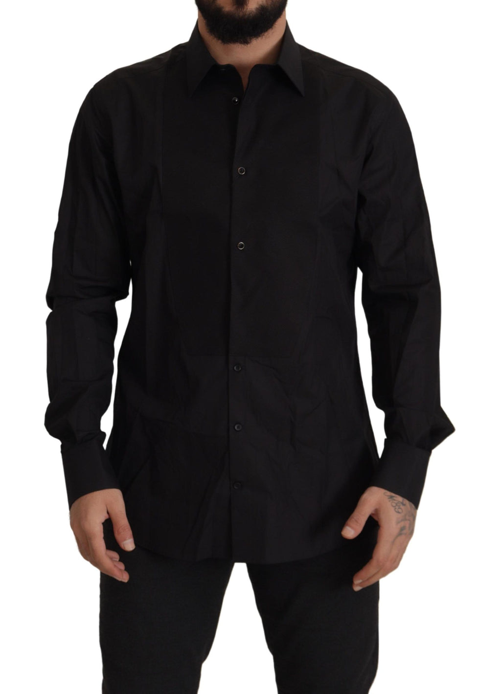Dolce &amp; Gabbana Black GOLD Slim Fit Tuxedo Dress Shirt