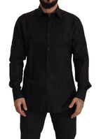 Dolce &amp; Gabbana Black GOLD Slim Fit Tuxedo Dress Shirt