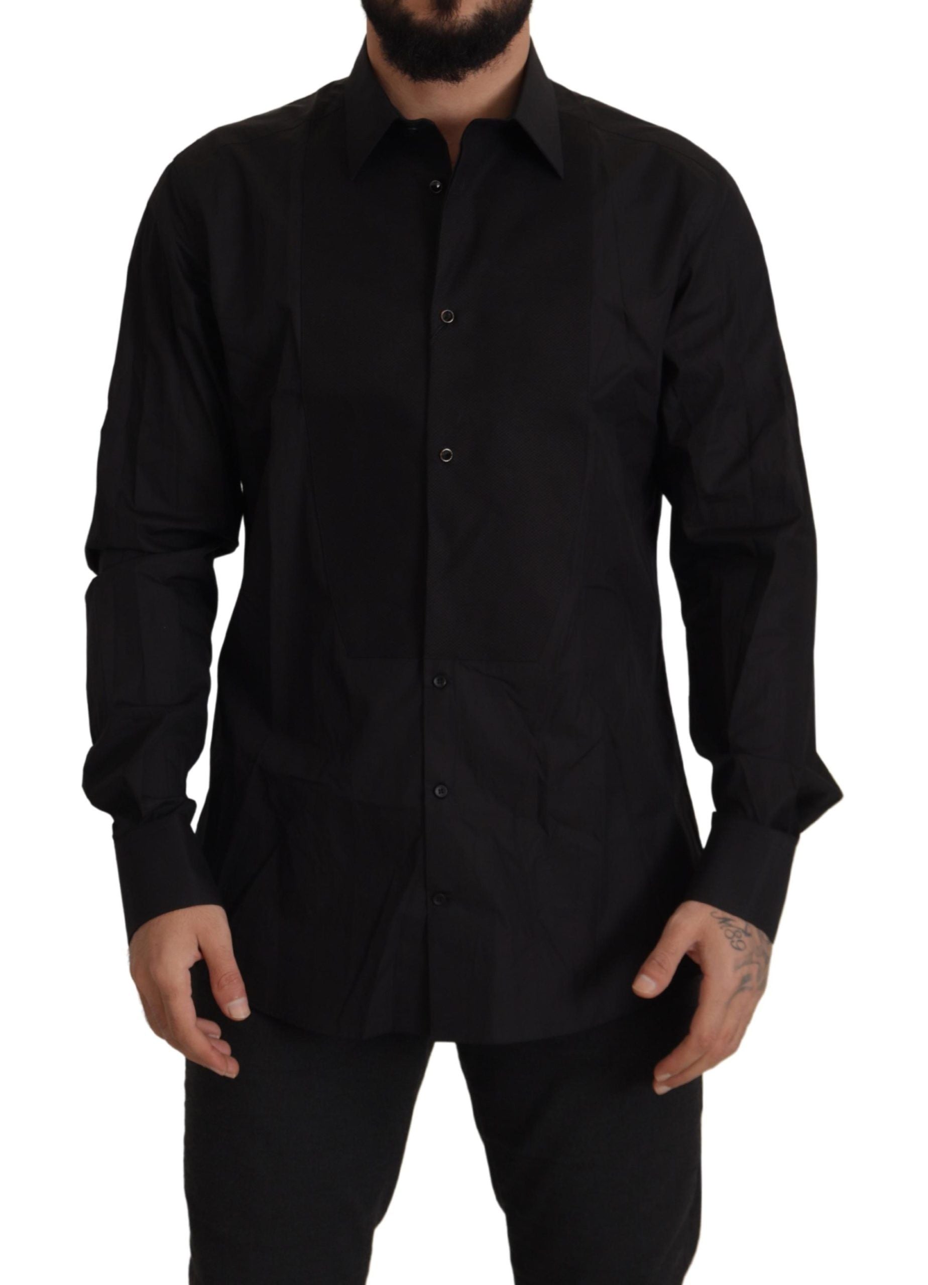 Dolce &amp; Gabbana Black GOLD Slim Fit Tuxedo Dress Shirt