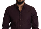 Dolce &amp; Gabbana Purple Cotton GOLD Slim Fit Dress Shirt