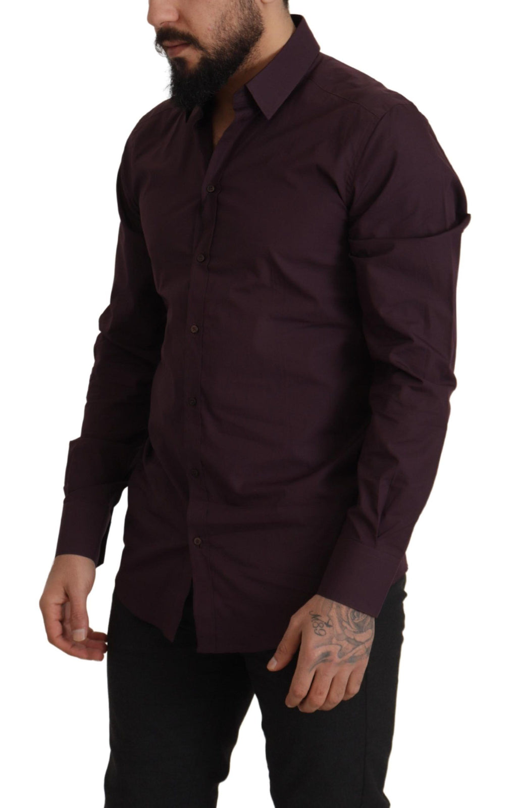 Dolce &amp; Gabbana Purple Cotton GOLD Slim Fit Dress Shirt