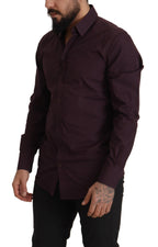 Dolce &amp; Gabbana Purple Cotton GOLD Slim Fit Dress Shirt