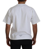 Dolce &amp; Gabbana White Logo Print Cotton Crewneck T-shirt